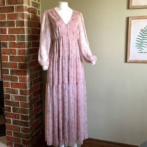 Helena LS Mauve Floral Maxi Dress